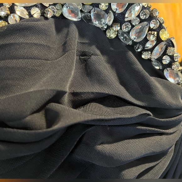 City Studio strapless navy blue jewel encrusted maxi dress - Picture 5 of 6